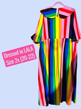 Dressed in LALA - Neverland Dress in Rainbow Candy Stripe